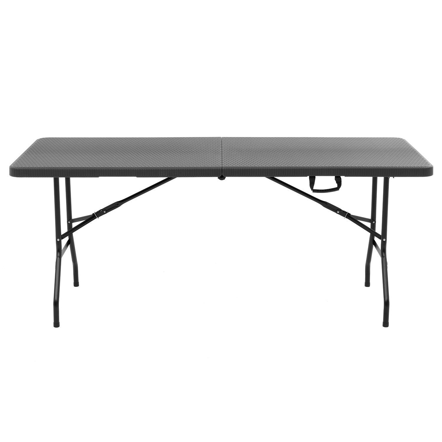 VESTIAMO CASA GIARDINO - Tavolo da giardino Richiudibile Grigio con finitura effetto Rattan - h74x180x74 cm